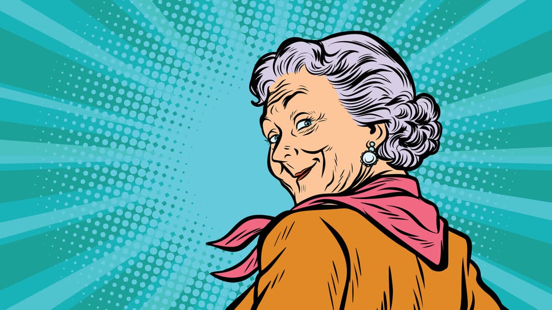 illustration of a grayhaired woman