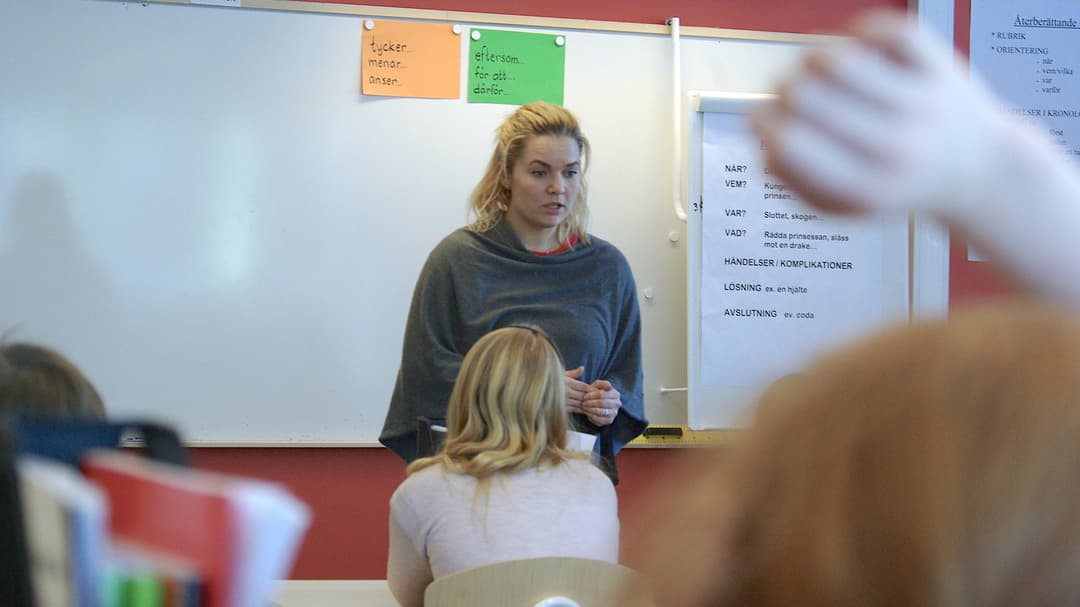 Anne Axelsson undervisar i svenska och engelska. Under vår första vfu-period var ett av våra uppdrag att ansvara för en grammatiklektion i svenska.