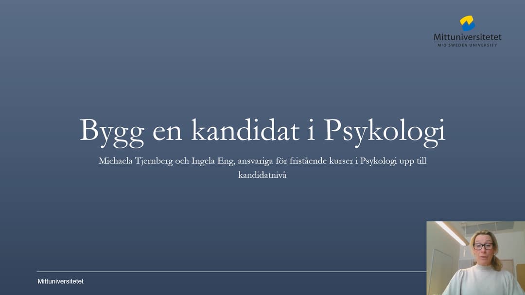 Skärmbild från en instruktionsfilm om hur du bygger en kandidat i Psykologi.