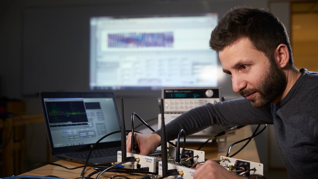 Researcher in the network lab.