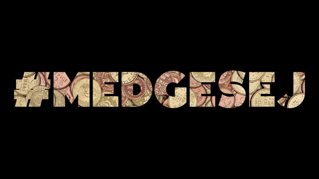 Svart bild med texten Medges ej
