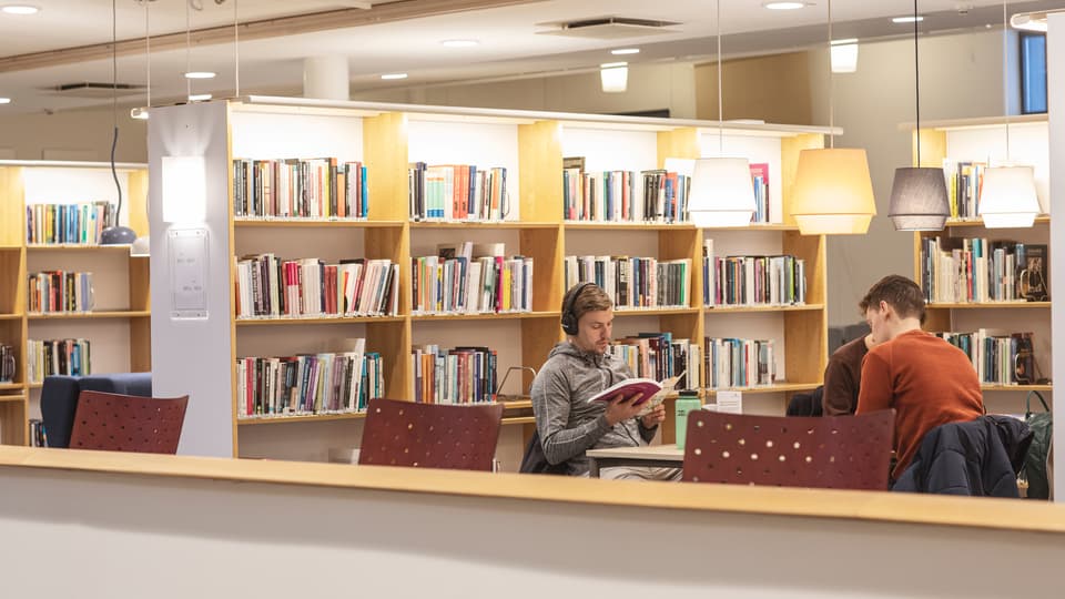 Studenter i bibliotek