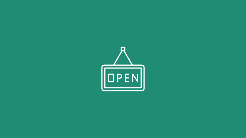 skylt med texten Open
