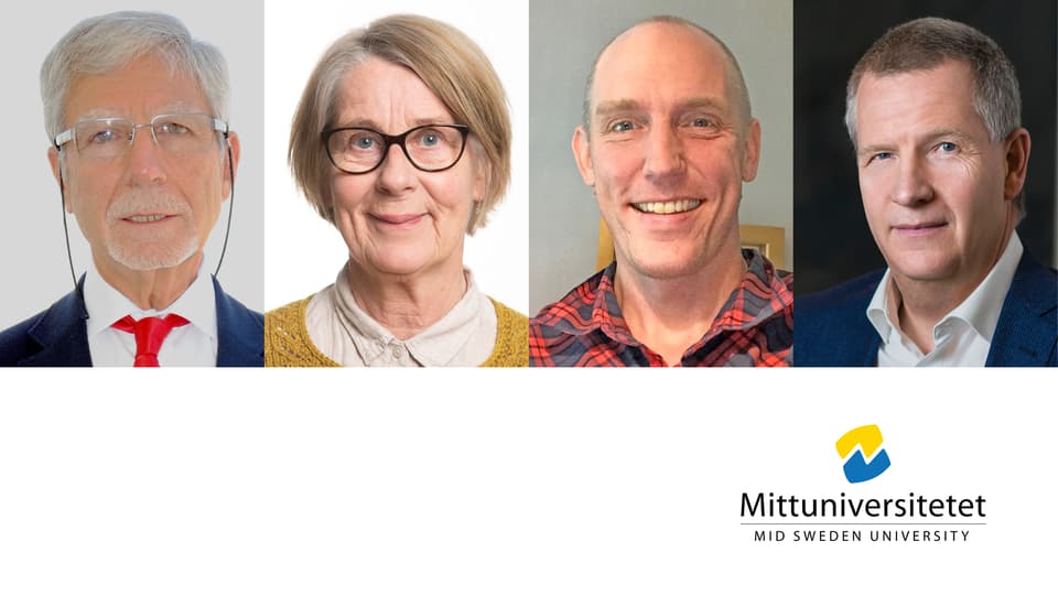 Porträttbilder av tre män och en kvinna