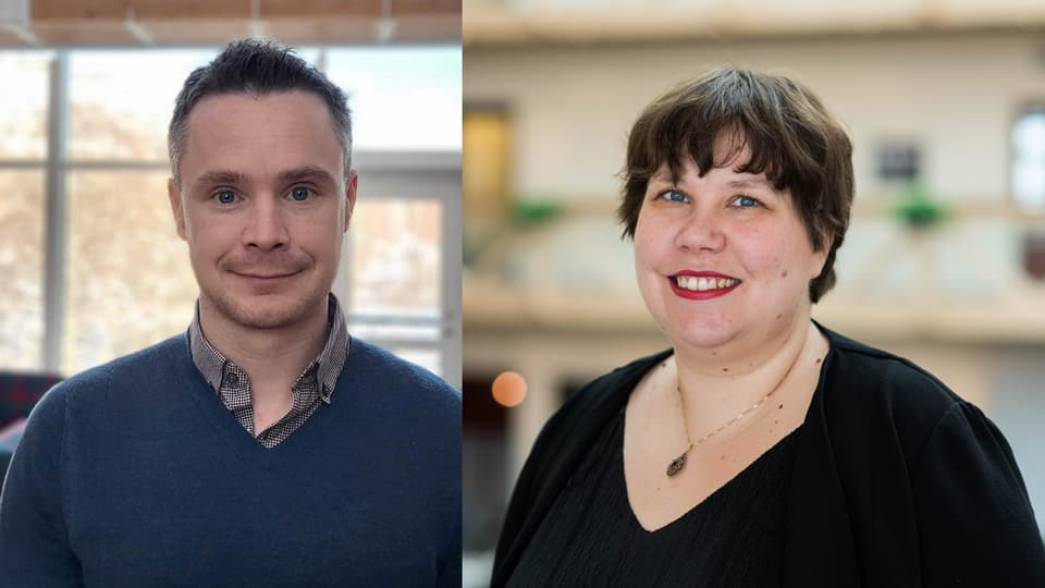 fotocollage av två porträtt, en man och en kvinna 