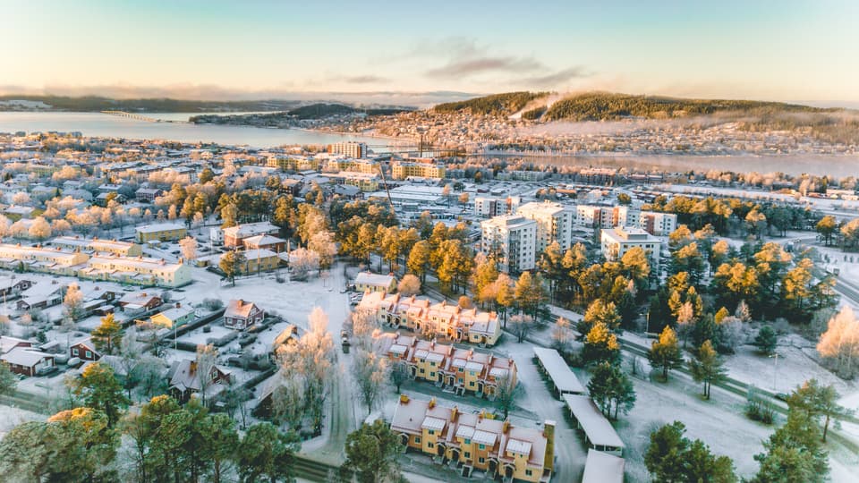 Vintrig vy över Östersund
