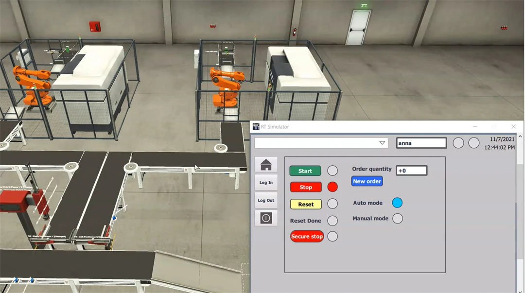 Animerad bild över en produktions- och en monteringslina.
