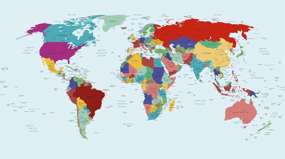 politisk karta över världen