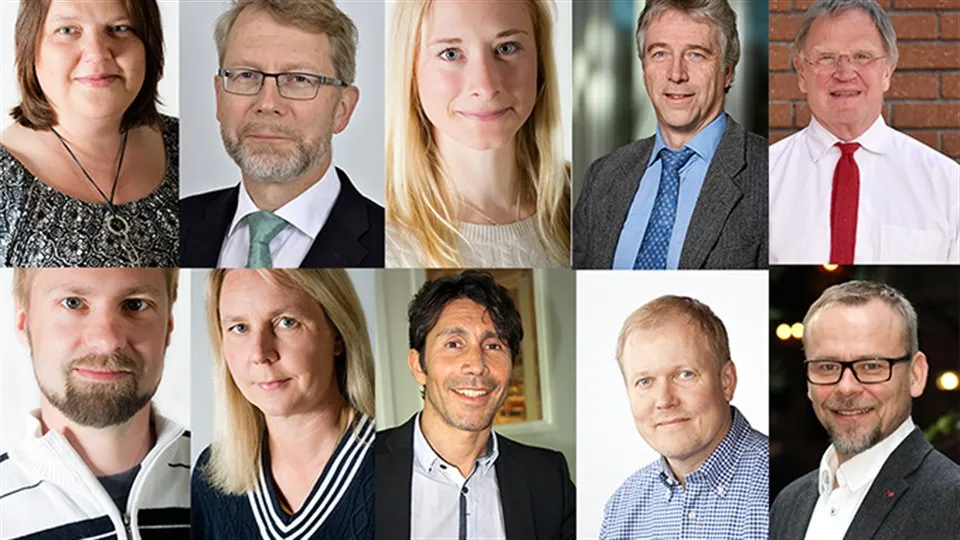 Från vänster högst upp: Birgitta Engberg, Kaarlo Niskanen, Amanda Mattsson, Per Engstrand, Olof Ferritsius Från vänster nertill: Johan Persson, Gunilla Pettersson, Armando Cordova, Juha Fiskari, Magnus Norgren