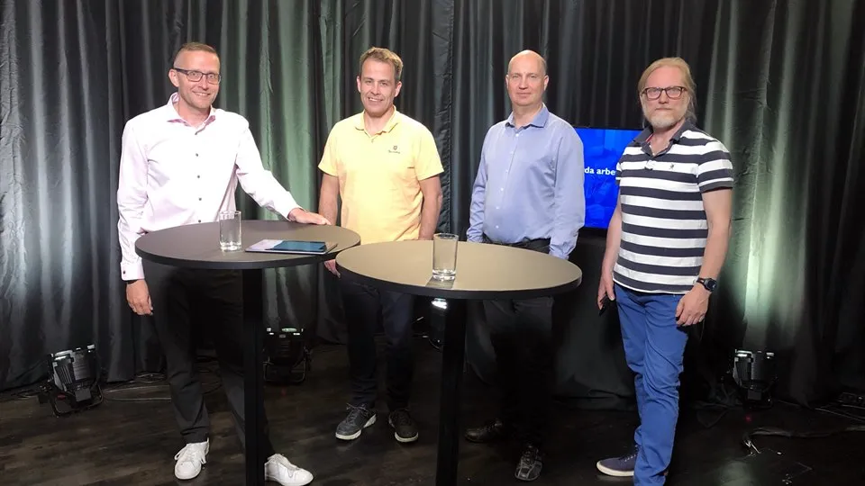 Moderator Ronney Wickzell, Prof. Mattias O'Nils, Prof. Mårten Sjöström och Docent Benny Thörnberg