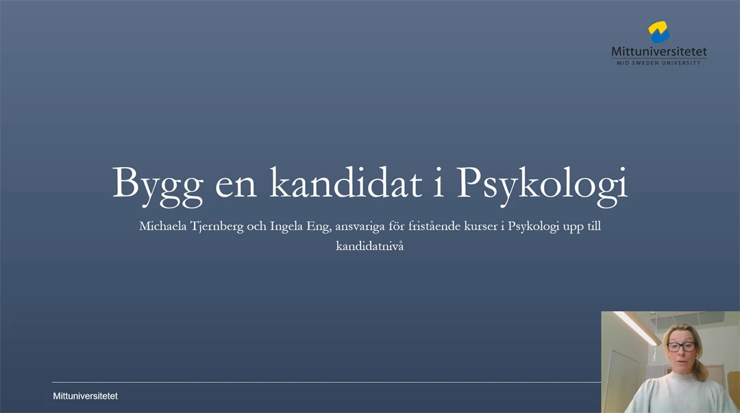 Skärmbild från en instruktionsfilm om hur du bygger en kandidat i Psykologi.