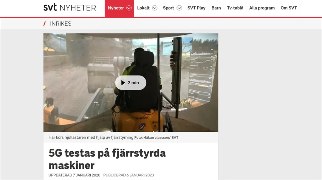 5G testas på fjärrstyrda maskiner SVT rapport