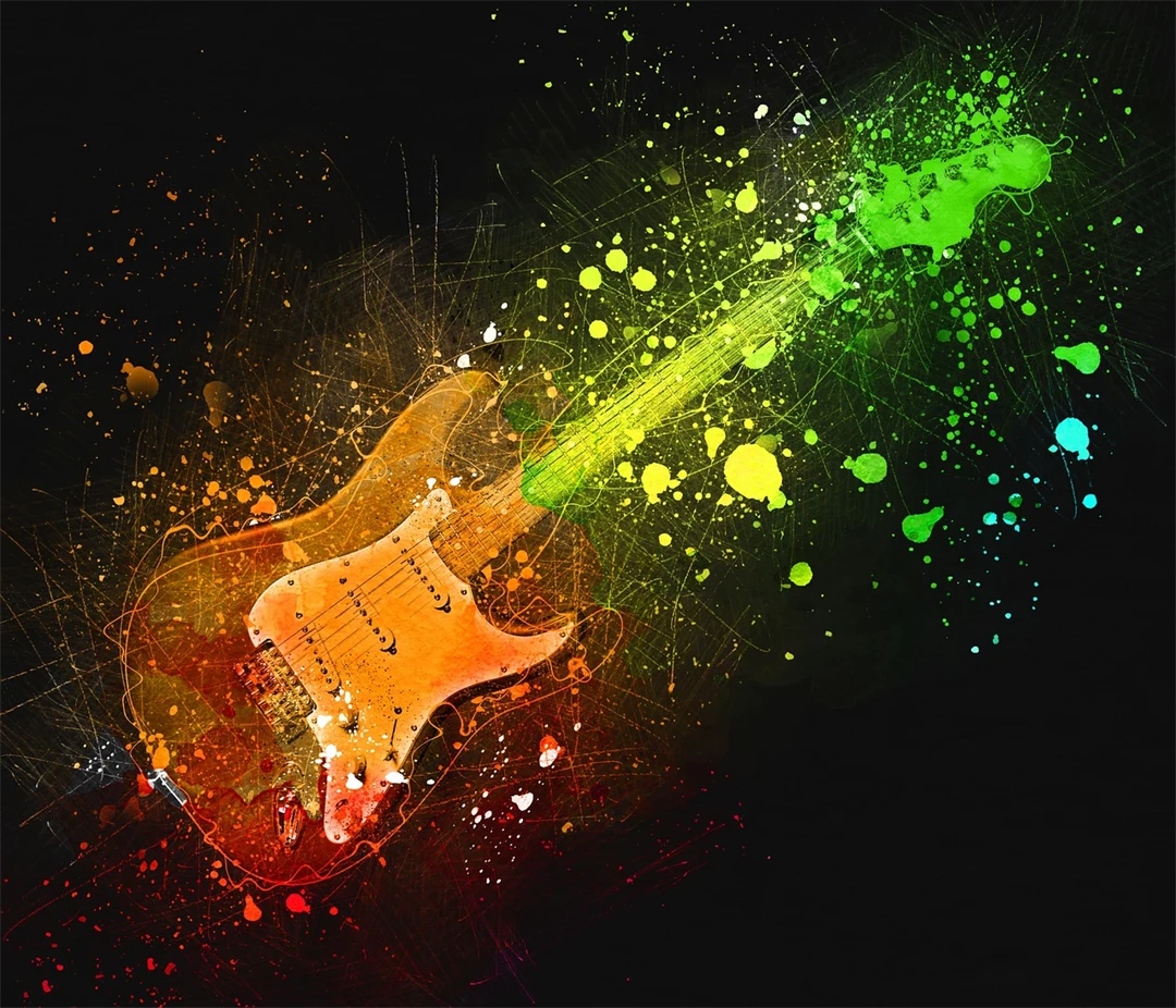 electric guitar with stains of color around